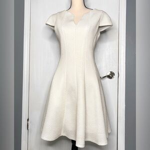 Julia Jordan Chic Cream Cap Sleeve Fit & Flare Ivory Sz 6 Dress